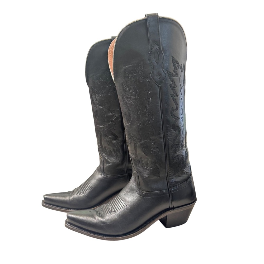 Old West Black Heeled Boots